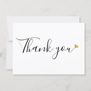Tarjeta De Agradecimiento Corazones de Oro Elegante Letra Moderna
