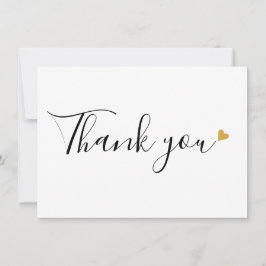 Tarjeta De Agradecimiento Corazones de oro escritura moderna elegante