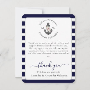 Tarjeta De Agradecimiento Corazones en la arena de la playa tropical de boda