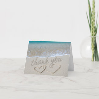 Tarjeta De Agradecimiento Corazones en la Arena "Gracias"