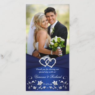 Tarjeta De Agradecimiento Corazones florales azules de Navyl Silvee que