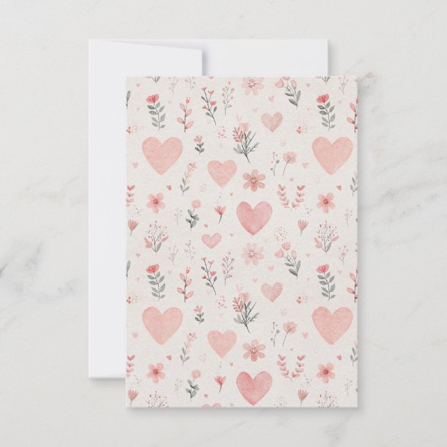 Tarjeta de agradecimiento Corazones Florales Suave (Anverso)