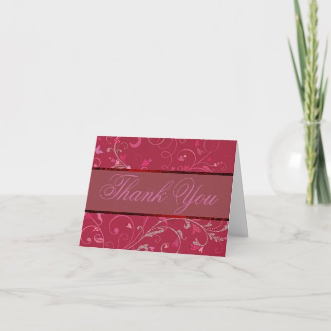 Tarjeta de agradecimiento Corazones girando (Anverso)