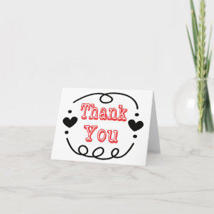 Tarjeta De Agradecimiento Corazones Giratorios Vintage Rojo Gracias Negro y 