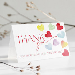 Tarjeta De Agradecimiento Corazones Retro Coloridos Baby Shower de San Valen