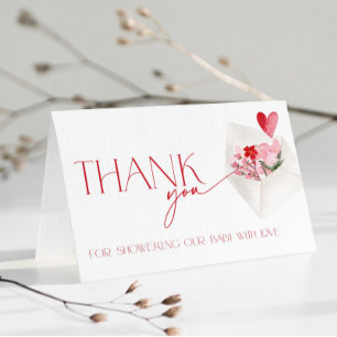 Tarjeta De Agradecimiento Corazones Rojos Día de San Valentín Baby Shower Ag
