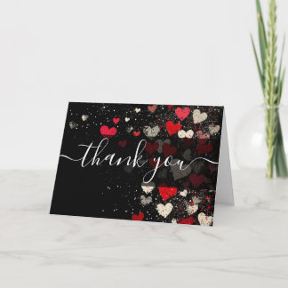 Tarjeta De Agradecimiento Corazones rojos que caen retro personalizados grac