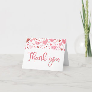 Tarjeta De Agradecimiento Corazones rojos rosados de color acuarela San Vale