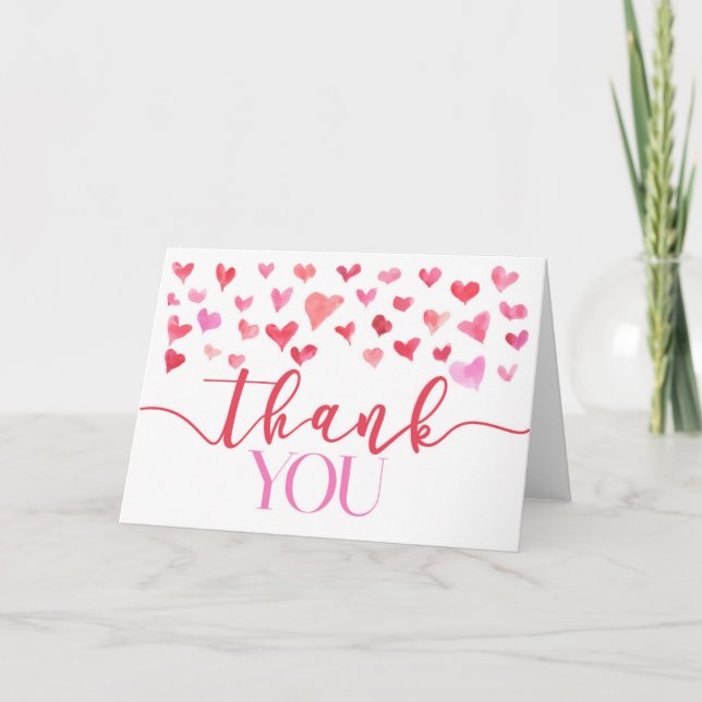Tarjeta De Agradecimiento Corazones rojos rosados Fiestas de San Valentín pl (Anverso)