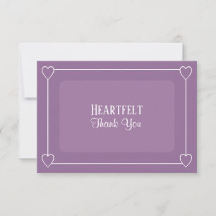 Tarjeta De Agradecimiento Corazones románticos Boda simple morado de luz mod