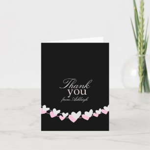 Tarjeta De Agradecimiento Corazones rosadas y blancas