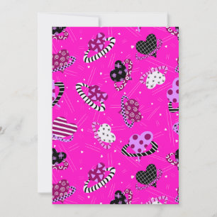 Tarjeta De Agradecimiento corazones rosados y negros