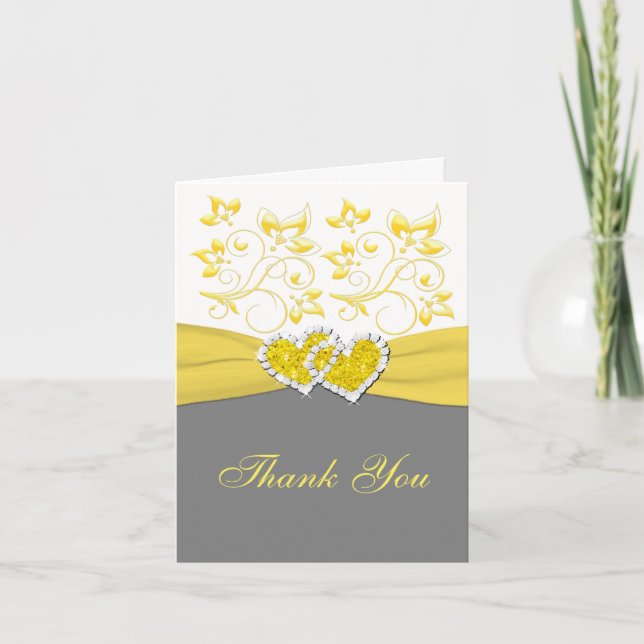 Tarjeta de agradecimiento Corazones unidos Amarill (Anverso)