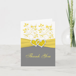 Tarjeta de agradecimiento Corazones unidos Amarill