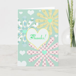 Tarjeta de agradecimiento corazones y flores diver