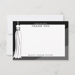 Tarjeta De Agradecimiento Cordon de graduación negro ombre gracias