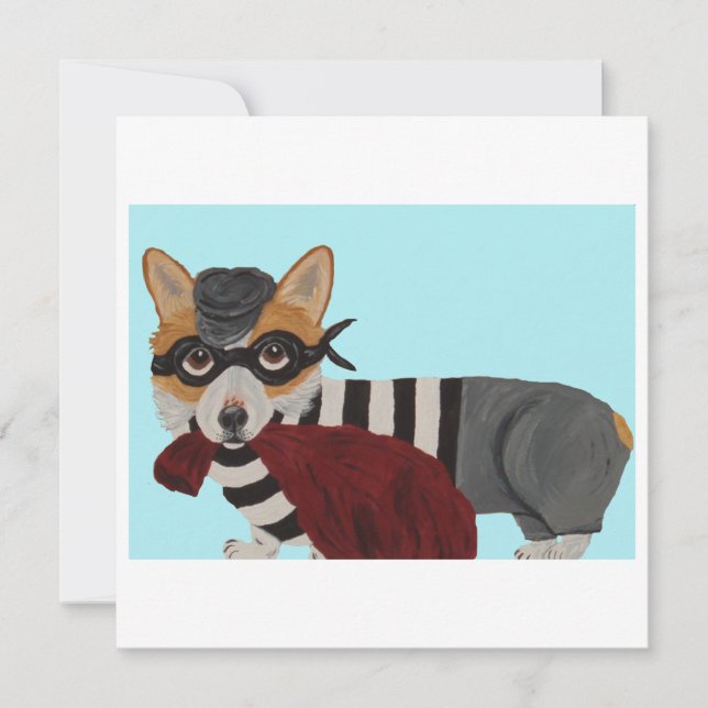 Tarjeta De Agradecimiento Corgi Burglar Invitation (Anverso)