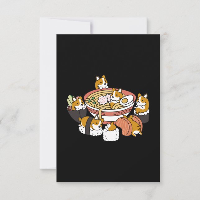 Tarjeta De Agradecimiento Corgi Ramen Sushi (Anverso)