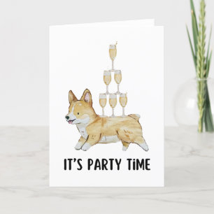 Tarjeta De Agradecimiento Corgi su acuarela de tiempo Fiesta