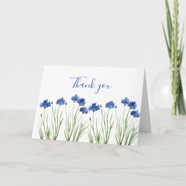 Tarjeta De Agradecimiento Cornflowers Wildflower Boda (Anverso)