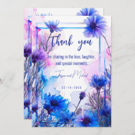 Tarjeta De Agradecimiento 💍 Cornflowers y Lavender Elegance