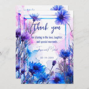 Tarjeta De Agradecimiento 💍 Cornflowers y Lavender Elegance