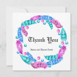 Tarjeta De Agradecimiento Corona boho fluorescente, elegancia de colores vív