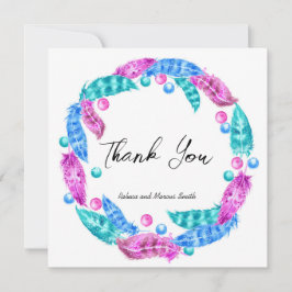 Tarjeta De Agradecimiento Corona boho fluorescente, elegancia de colores vív