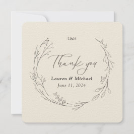 Tarjeta De Agradecimiento Corona botánica elegante personalizada Agradecimie