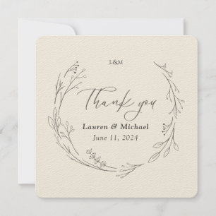 Tarjeta De Agradecimiento Corona Botánica Elegante Personalizada Agradecimie
