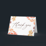 Tarjeta De Agradecimiento Corona de Bodas de Hoja de Otoño Acuarela<br><div class="desc">Tarjeta de agradecimiento de Corona de Bodas de Hoja de Otoño Acuarela | Envía gracias con esta tarjeta de agradecimiento personalizable de acuarela. Cuenta con corona de hojas de otoño y guirnalda de hojas y calabazas de acuarela. Será perfecta para bodas de otoño, Acción de Gracias y otros eventos de...</div>