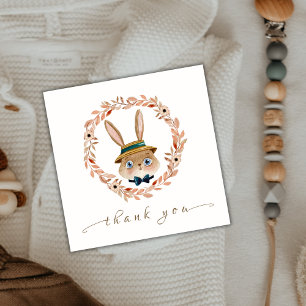 Tarjeta De Agradecimiento Corona de conejito boho vintage para baby shower 