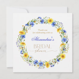 Tarjeta De Agradecimiento Corona de flores silvestres azul amarillo lavanda