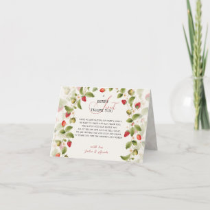 Tarjeta De Agradecimiento Corona de flores silvestres de fresa dulce roja pa