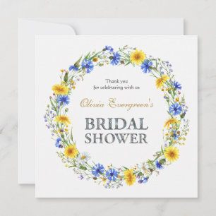 Tarjeta De Agradecimiento Corona de flores silvestres de lavanda amarilla az