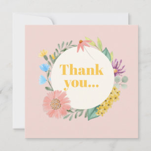 Tarjeta De Agradecimiento Corona de flores silvestres en acuarela para prime