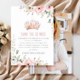 Tarjeta De Agradecimiento Corona de Tiara de Princesa Rosa Cumpleaños Foto F