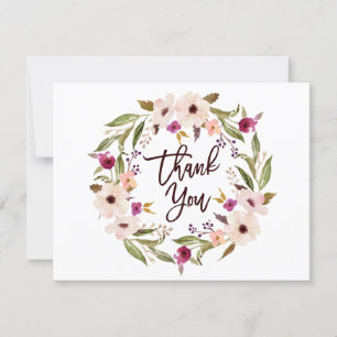 Tarjeta De Agradecimiento Corona floral bohemio caprichosa plana