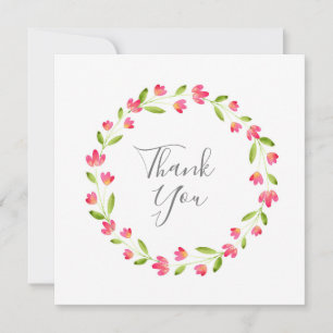 Tarjeta De Agradecimiento Corona floral de acuarela rosa amarillo verde