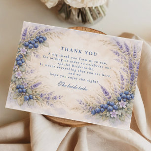 Tarjeta De Agradecimiento Corona floral de arándanos románticos para despedi