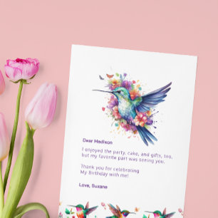 Tarjeta De Agradecimiento Corona Floral de Colibríes Cumpleaños Agradecimien
