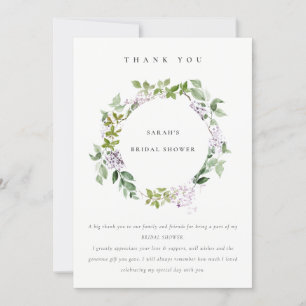 Tarjeta De Agradecimiento Corona floral de lila para jardín de cottage en de
