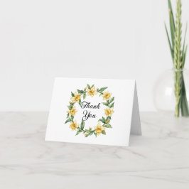 Tarjeta De Agradecimiento Corona floral de narcisos amarillos elegantes Cump