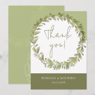Tarjeta De Agradecimiento Corona Verde Romántica Artística