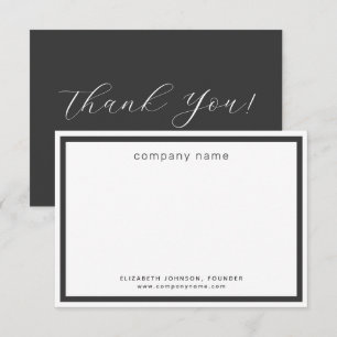 Tarjeta De Agradecimiento Corporativo Empresarial Moderno Gris Carbón Blanco