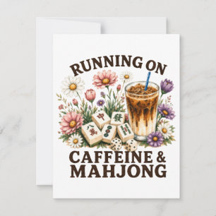 Tarjeta De Agradecimiento Corriendo con cafeína y mahjong