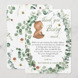 Tarjeta De Agradecimiento Corte Baby Bear Greenerenerenery Género Ducha Neut