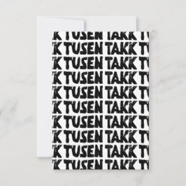 Tarjeta De Agradecimiento Corte de linó blanco y negro noruego "Gracias"