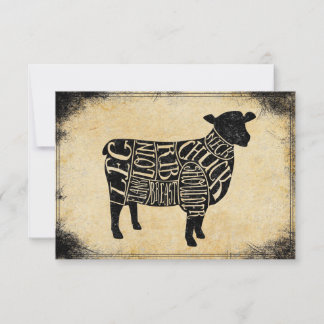 Tarjeta De Agradecimiento Cortes de carne de cordero vintage tienda de carni