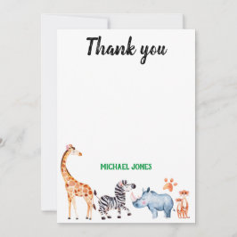 Tarjeta De Agradecimiento Cosas salvajes Día de los Animales Safarai Gracias